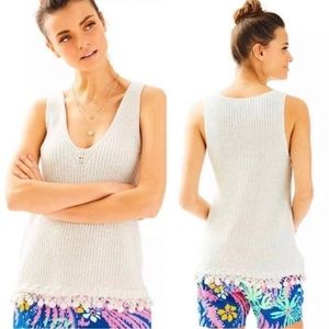 Lilly Pulitzer Jaya Sleeveless Sweater Cotton Knit Women's Size L